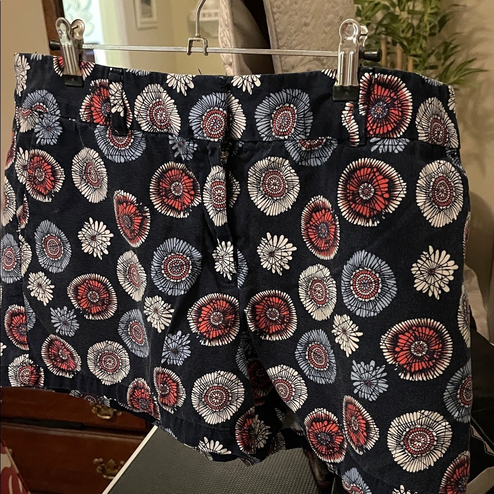 LOFT Floral Print Shorts - Black, Red, White